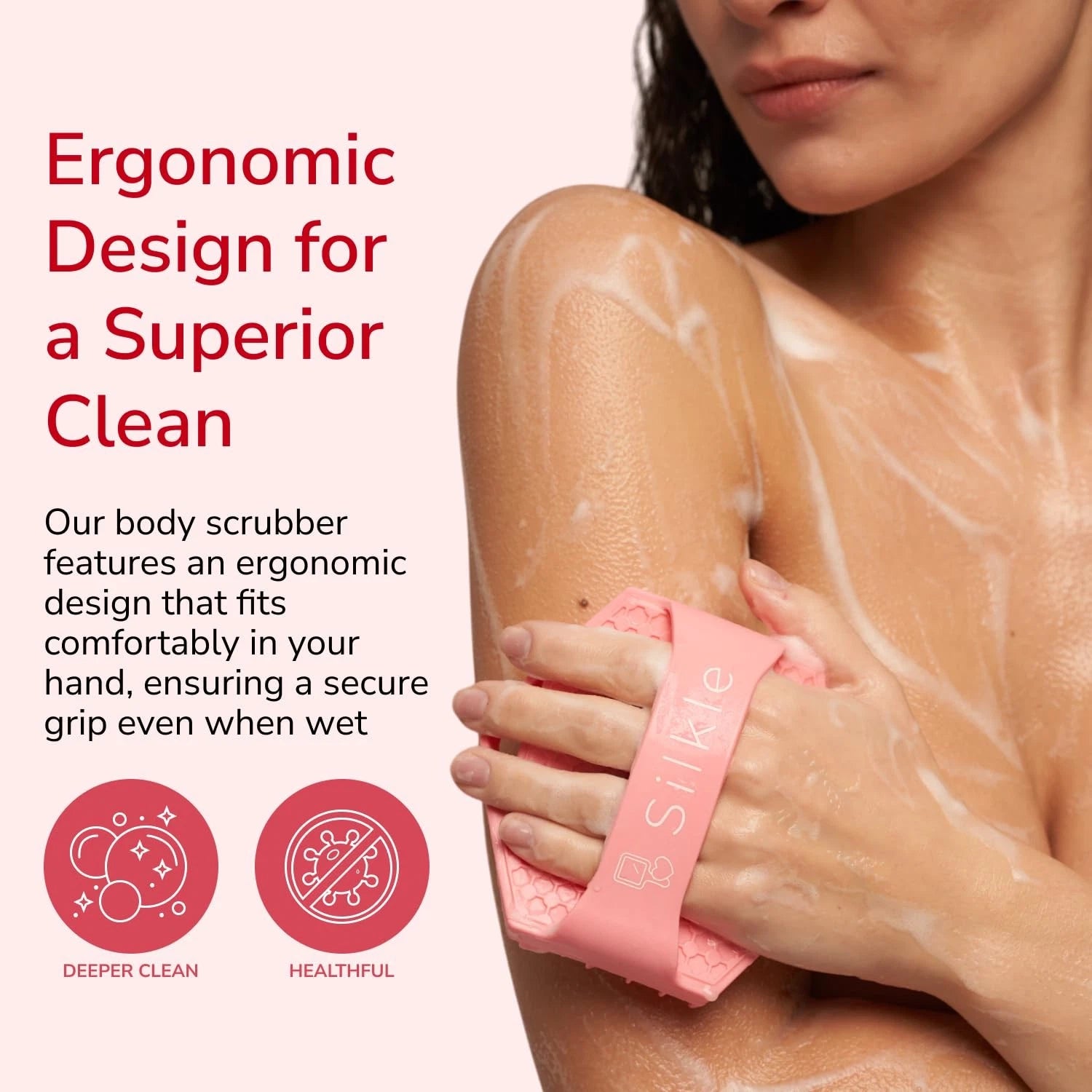 Silicone Body Scrubber - Exfoliating Bath Brush for Gentle Cleansing