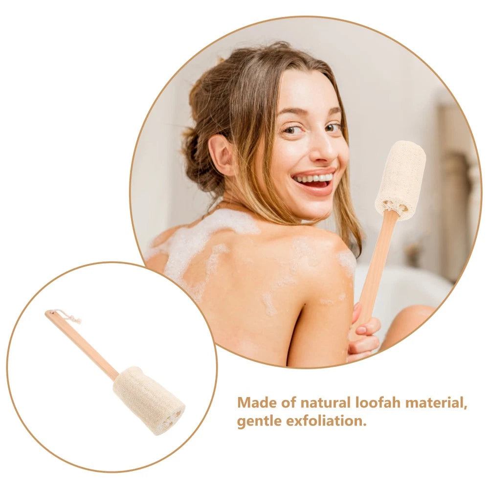 Long Handle Loofah Stick Bath Brush for Body Exfoliation and Cleaning