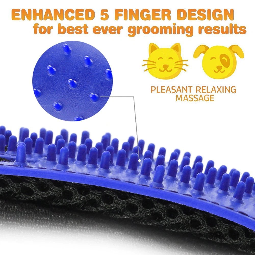 1 Pair Pet Grooming Glove Gentle Deshedding Brush Hair Remover for Dogs,Cats