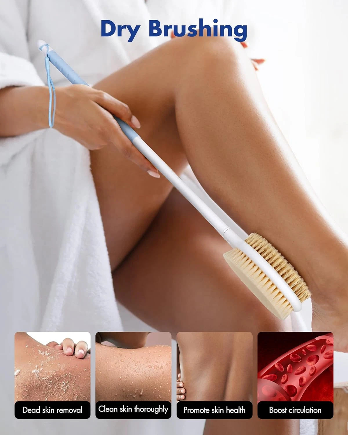 Back Scrubber Body Shower Brush - 20.5Â€™Â€™ Extra Long Bath Brush with Stiff &