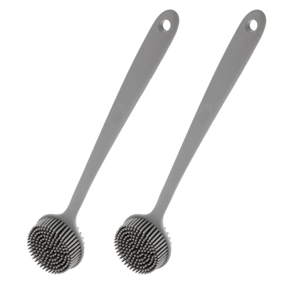 2 Pcs Silicone Bath Brush Back Scrubber for Shower Men Long Handle