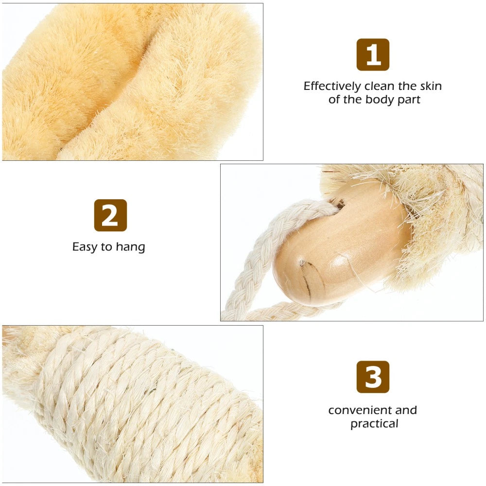 Sisal Shower Brush Exfoliating Bathing Back Scrubber with Handle