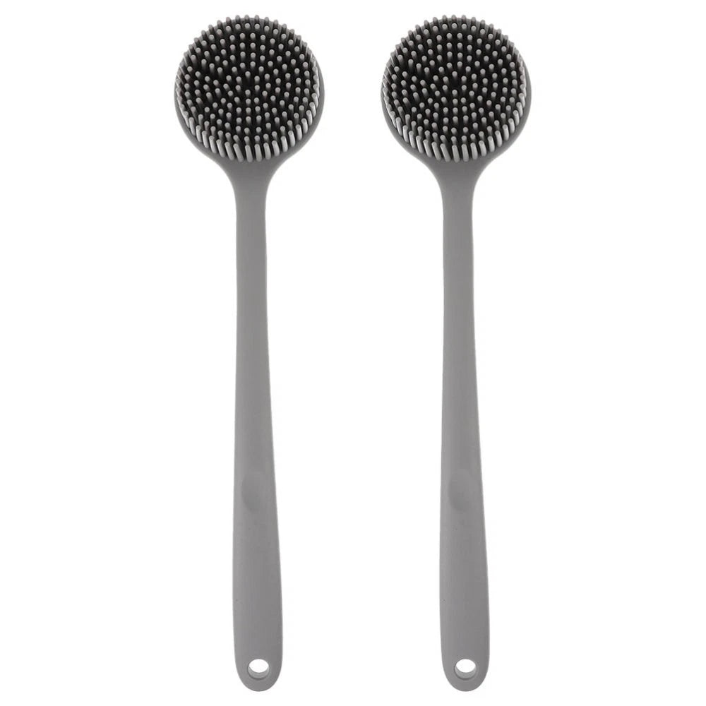 2 Pcs Silicone Bath Brush Back Scrubber for Shower Men Long Handle