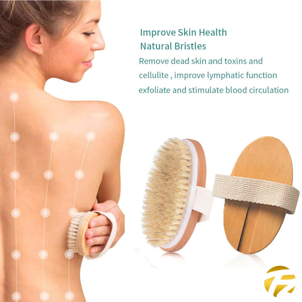 Extra Long Handle Natural Wooden Bristle Shower Bath Body Brush Back Scrubber