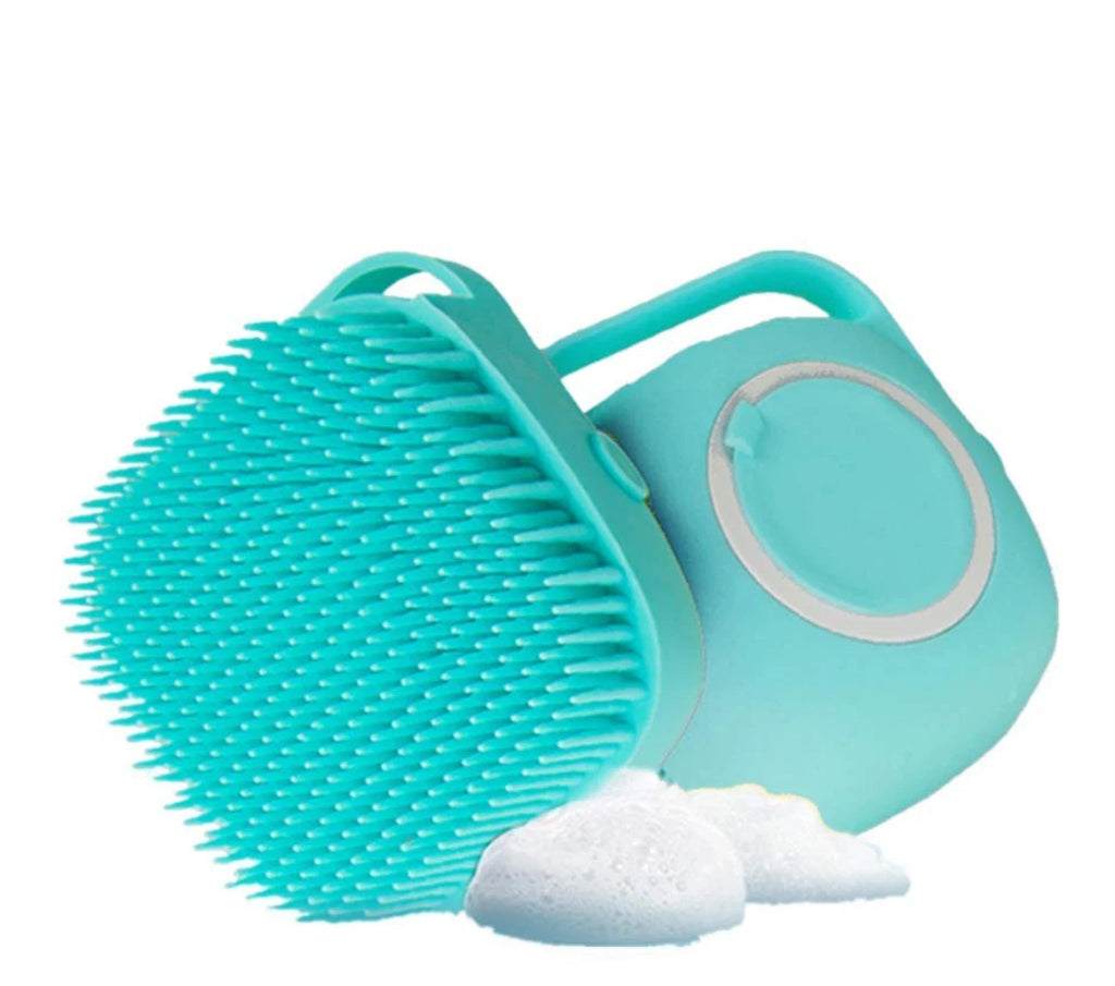 Soft Pet bath brushes Massage Dispenser Grooming Silicone Scrubber Tool YELLOW