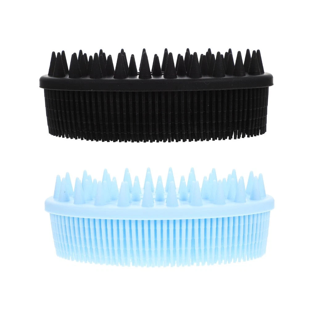 2 Pcs Bath Brush Silicone Body Scrubber with Handle Bathroom