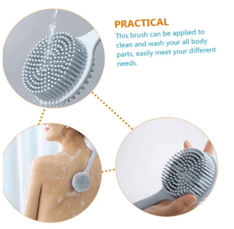 Silicone Long Handle Bath Brush Back Scrubber Massage Body Exfoliator