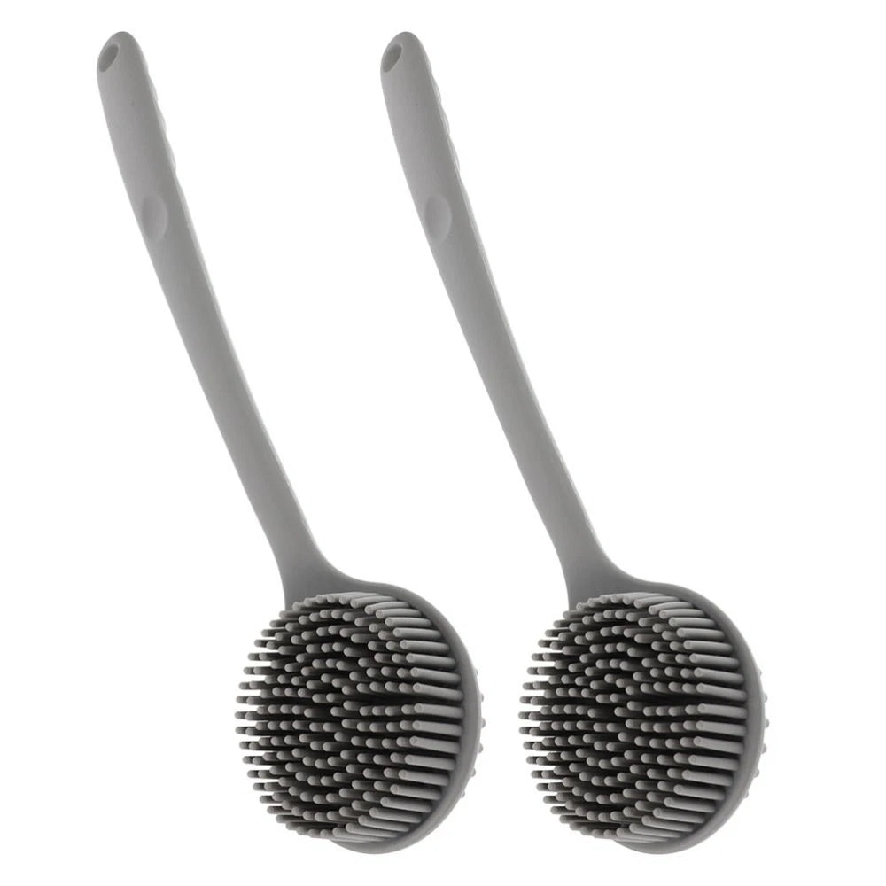 2 Pcs Silicone Bath Brush Back Scrubber for Shower Men Long Handle