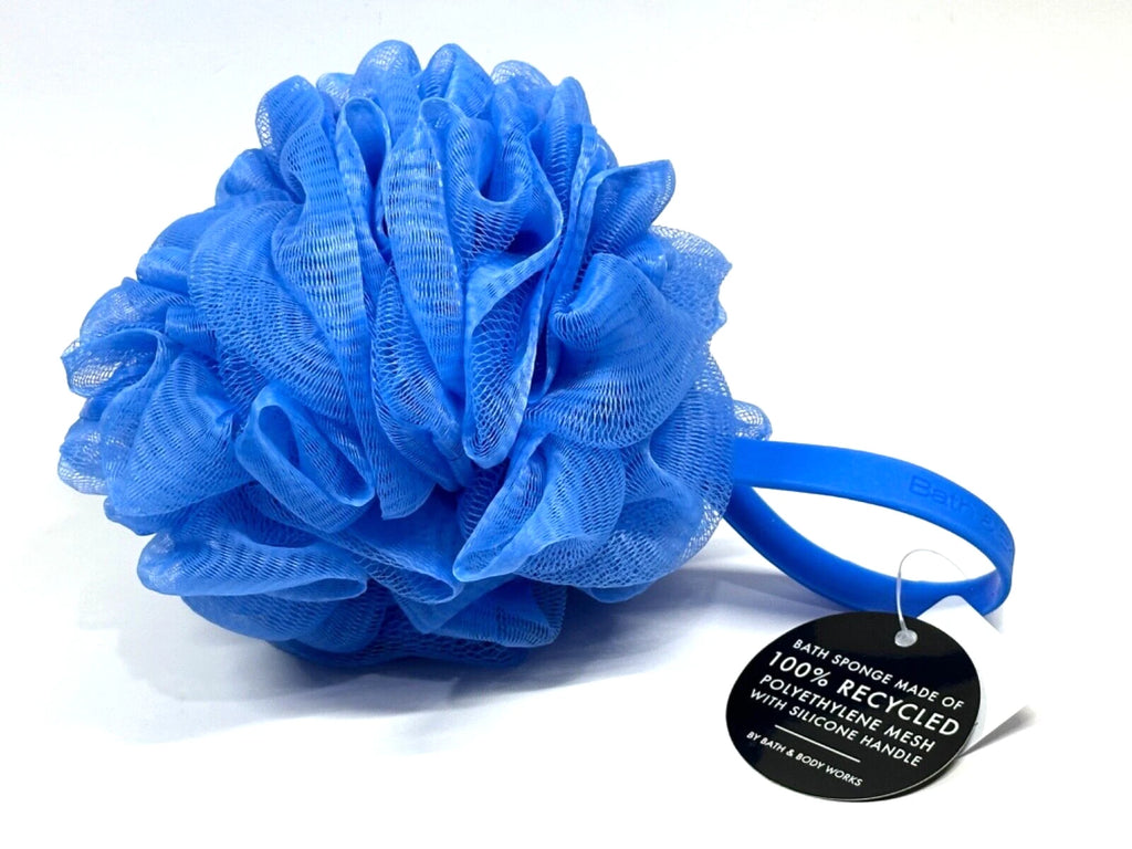NEW 1 BATH BODY WORKS BATH SPONGE SUPER SOFT LOOFAH SILICONE HANDLE PURPLE BLUE