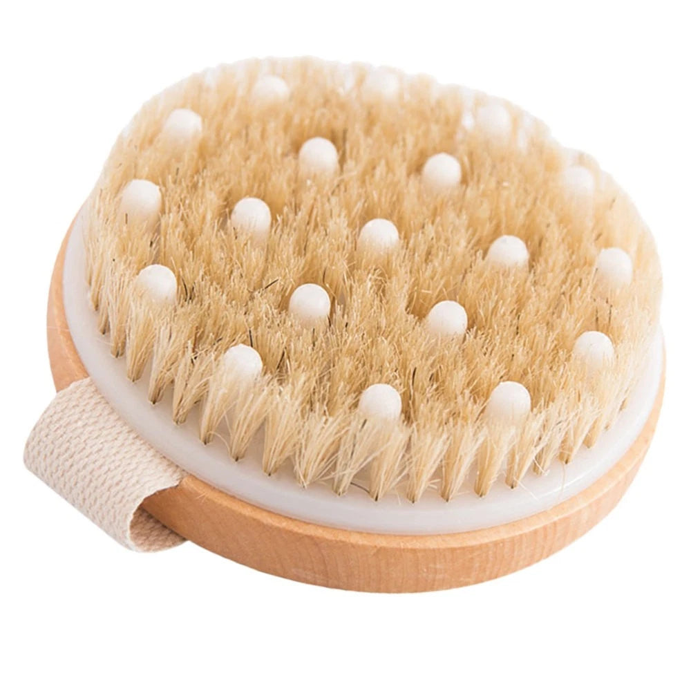 1PC Fine Wood Bath Brush Exfoliating Massage Brush (Khaki) Shower Brush