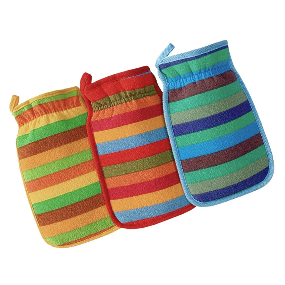 3 Pcs Bath Towel Gloves Body Exfoliator Back Brush for Shower Men