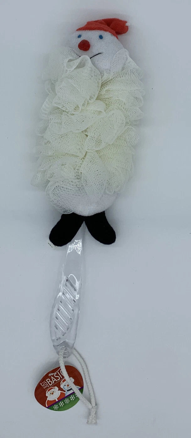 Snowman Scrubber Shower Bath Sponge Pouf Wash Spa Brush Puff Stocking Stuffer