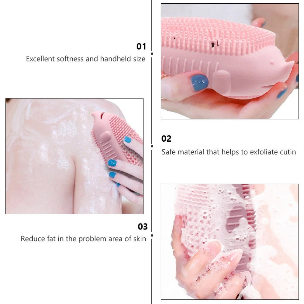 Bath Brush Scrubber Silicone Body Shower Baby Child Double Sided Portable