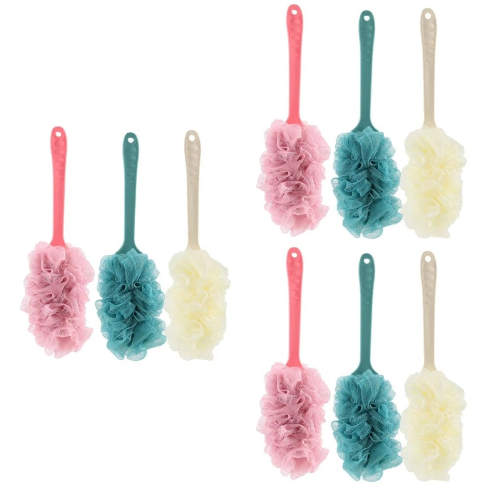 3 PCS Scrub Bath Brush Shower Back Scrubber Bathroom Accessories