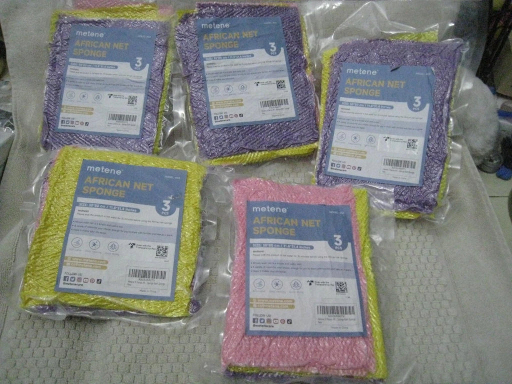 Metene African Net Sponge 5 NEW packs of 3 (11x31 in.) vacuum sealed GREAT GIFTS