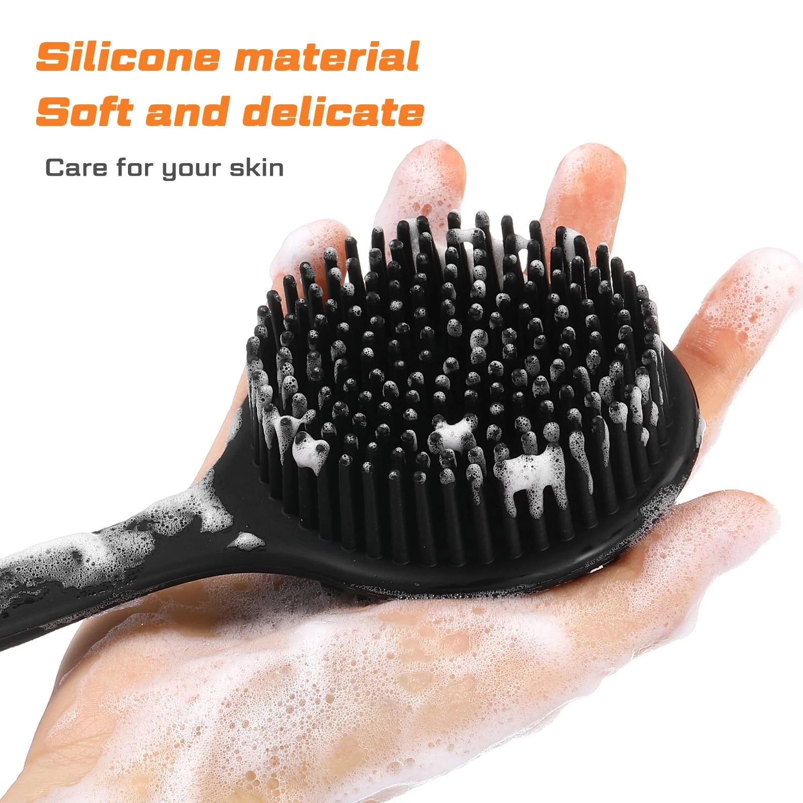 4 Pack Scrubber Anti Slip for Shower, 15 Inch Soft Silicone Bath Body Brush B...