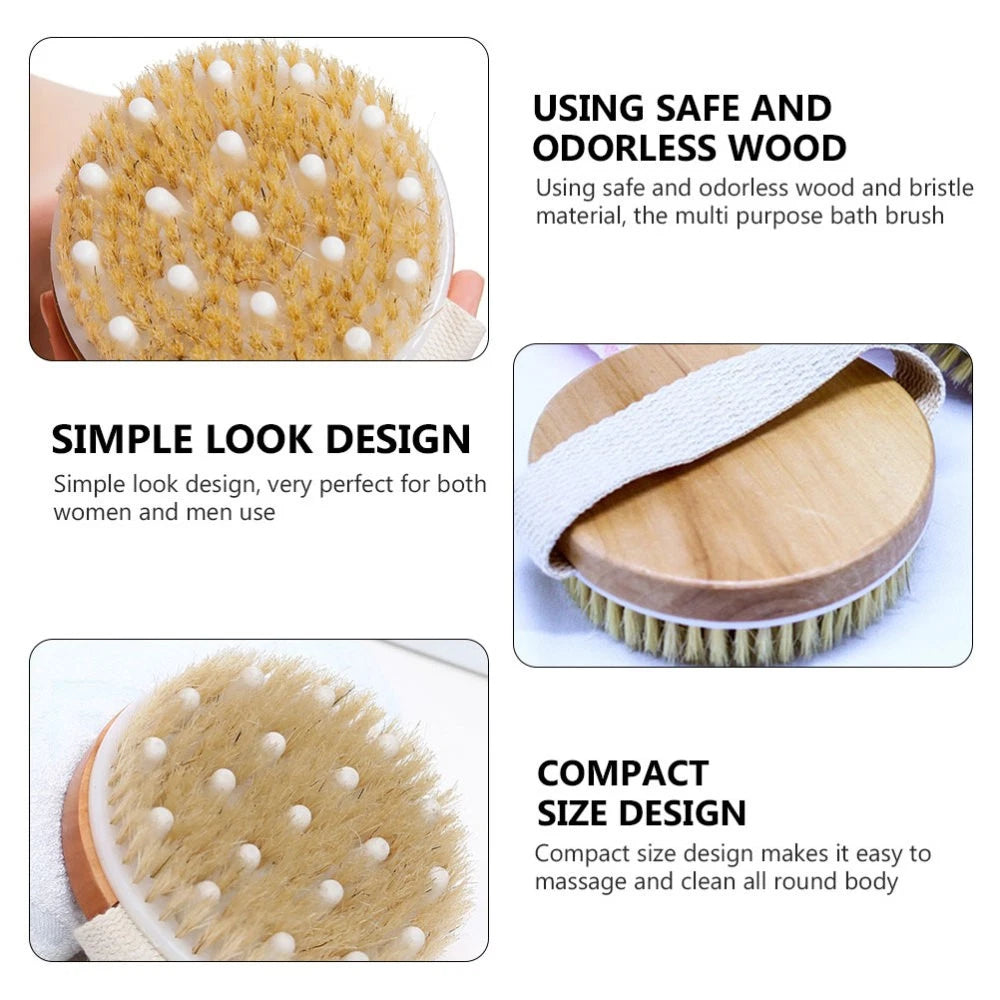 1PC Fine Wood Bath Brush Exfoliating Massage Brush (Khaki) Shower Brush
