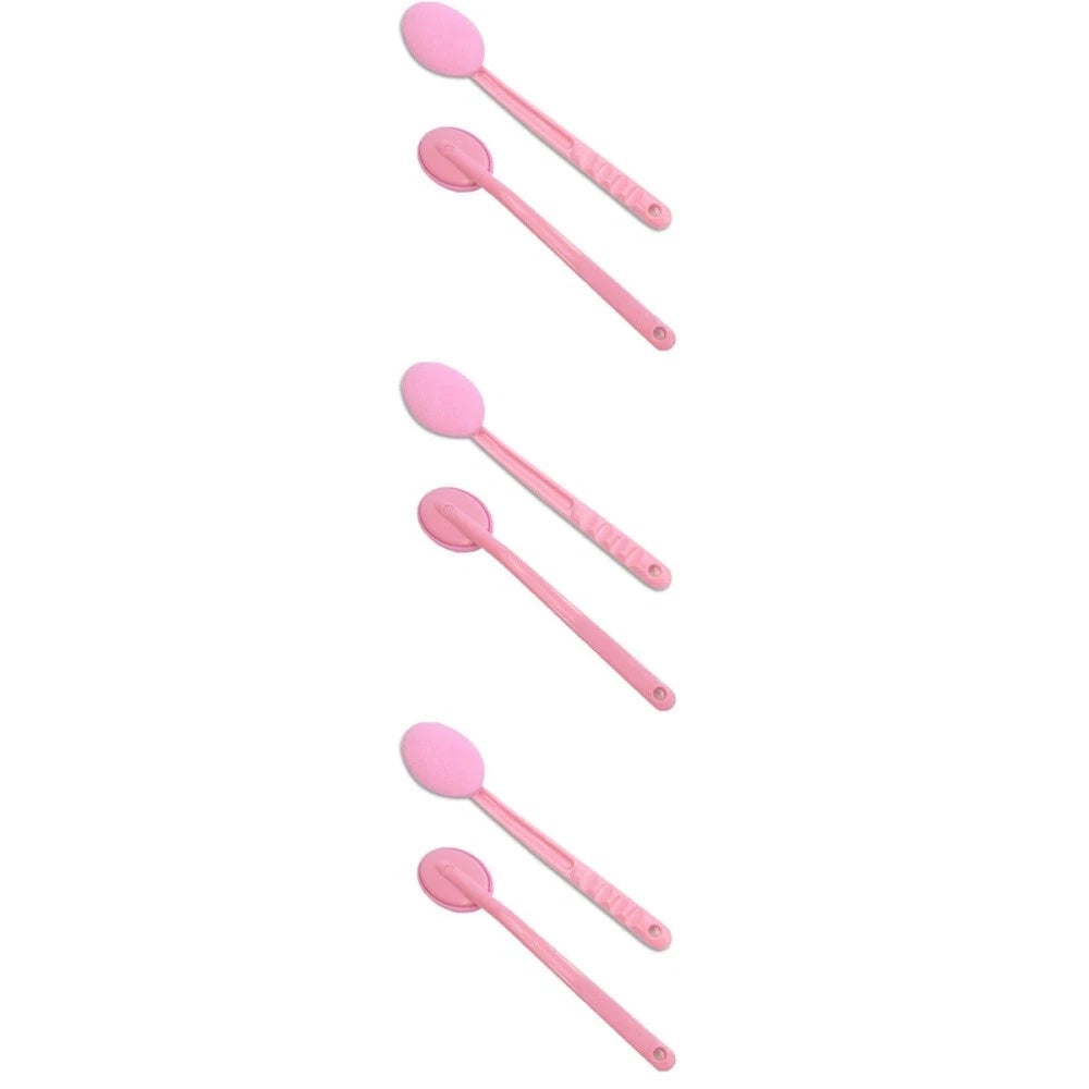 3 Count Bathing and Back Rubbing Brush Soft Body Scrubber Long Handle Shower