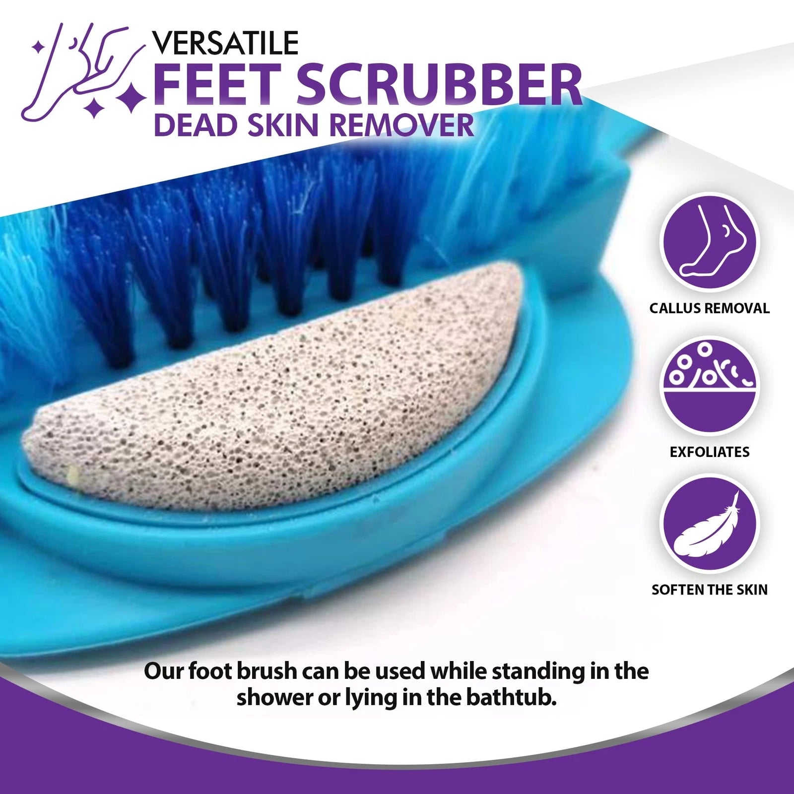 Exfoliating Foot Scrubber with Pumice Stone for Shower Bathroom Bathtub