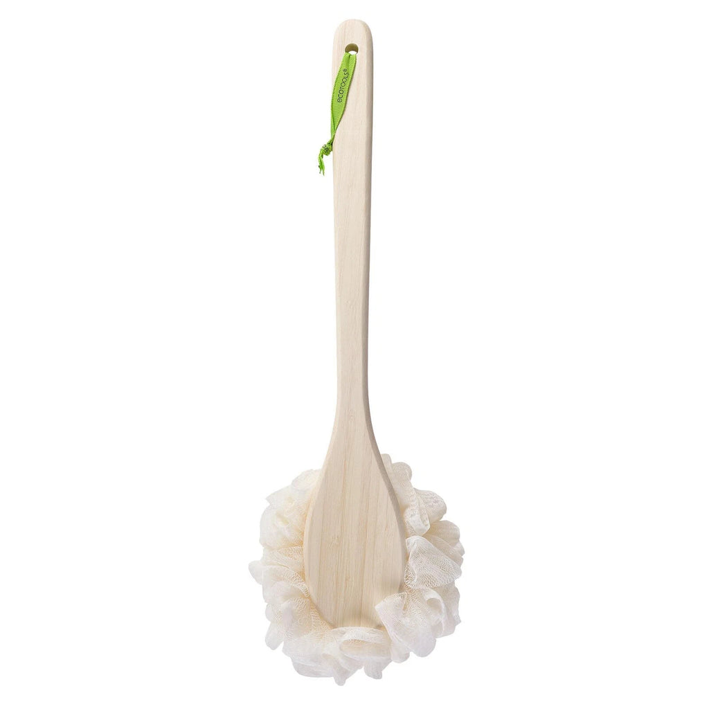Exfoliating Loofah Body Back Scrubber with Long Wooden Handle for Shower