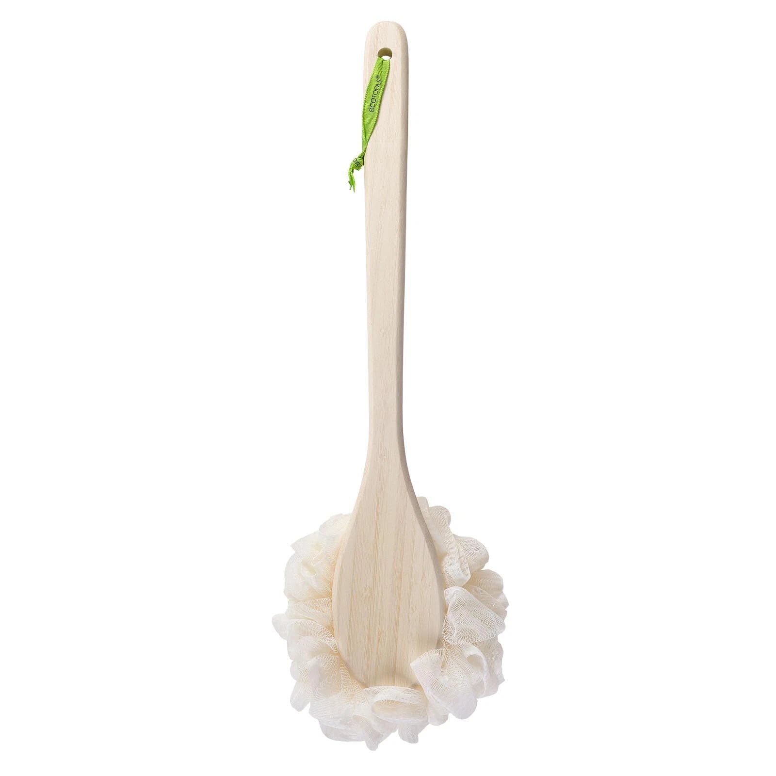 Exfoliating Loofah Body Back Scrubber with Long Wooden Handle for Shower