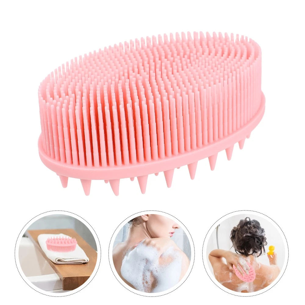 2pcs Silicone Exfoliating Brush Bath and Shampoo Brush Body Scrubber (Pink)