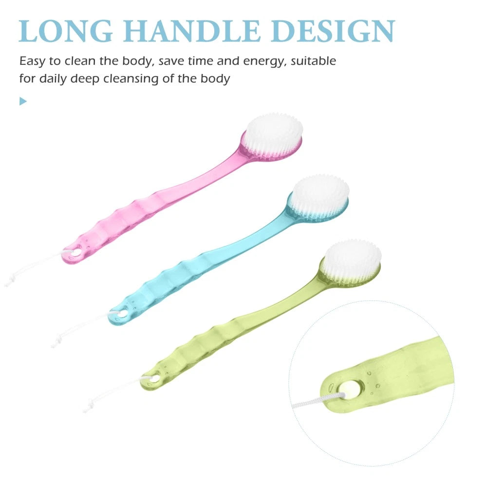 3pcs Long Handle Bath Scrubber Back Brush Massage Brush Shower Brush