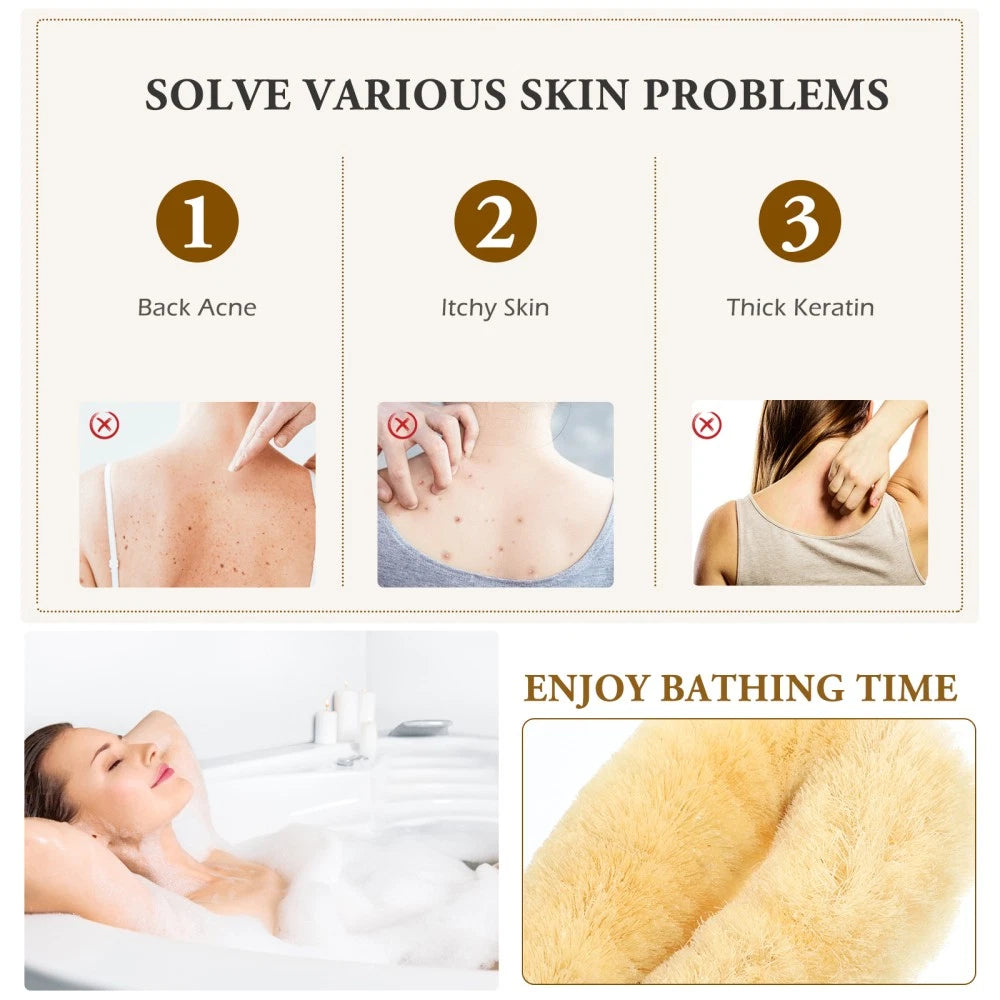 Sisal Shower Brush Exfoliating Bathing Back Scrubber with Handle