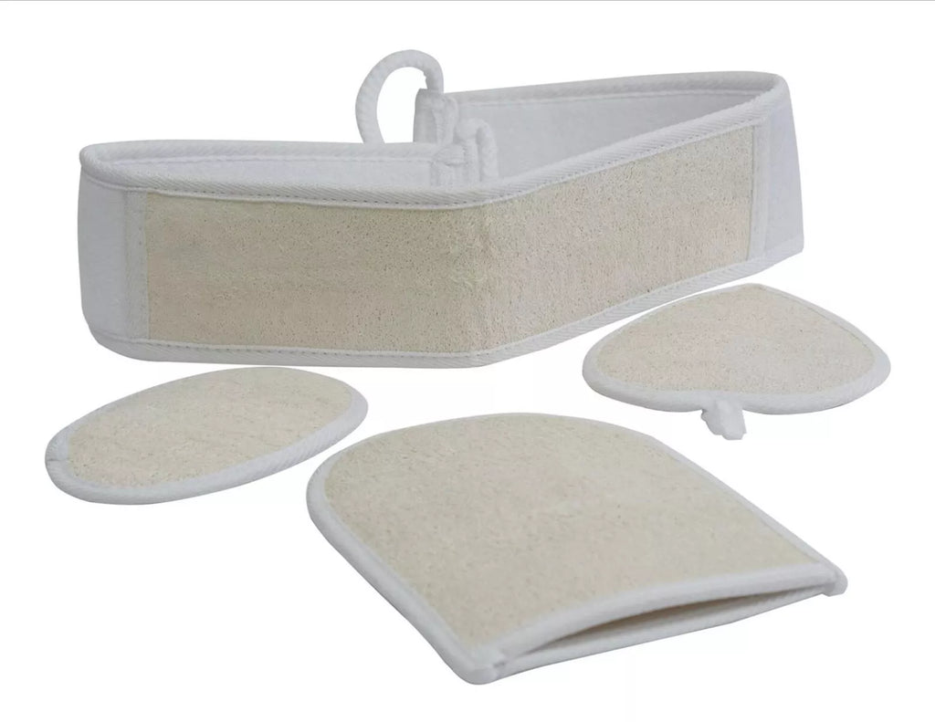 Loofah Exfoliating Bath Set & Natural Body Brush for Better Circulation 5 Pcs