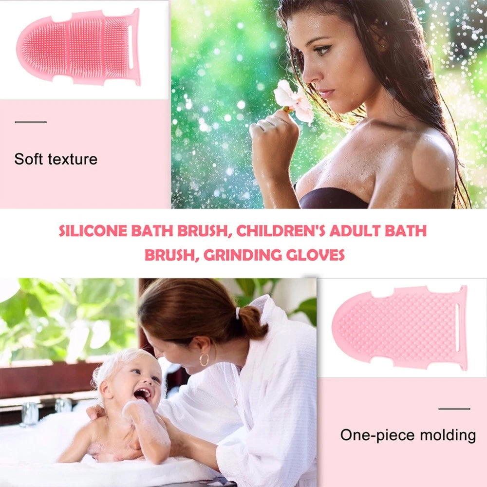 2 Pcs Bath Brush Child Soft Silicone Body Scrubber Shower Loofah
