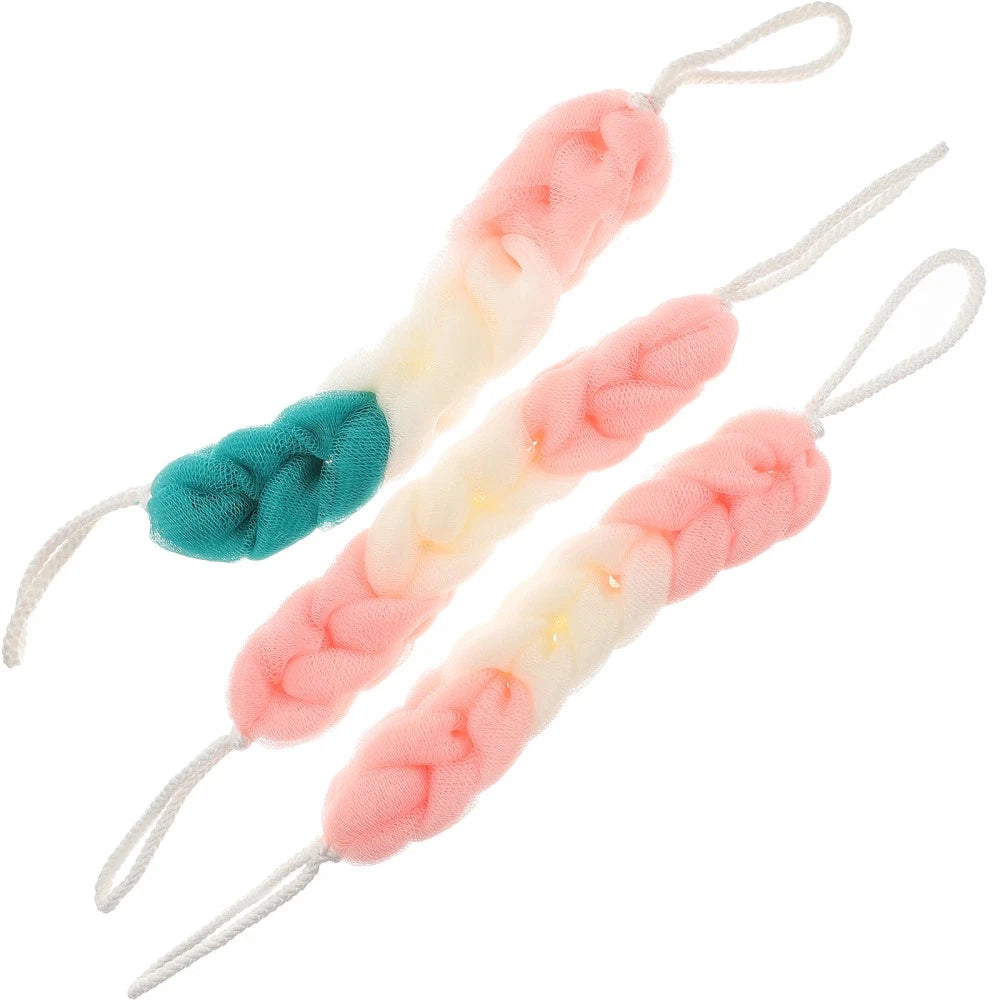 3 Pcs Back Scrubber Bath Towel Man Exfoliating Shower Pouf Loofah Body