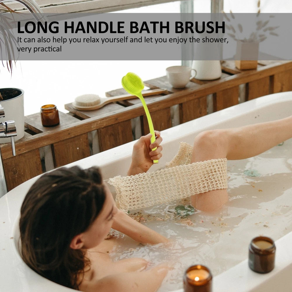Long Handle Bath Brush Supple Silicone Made Back Scrub Bath Brush for Home