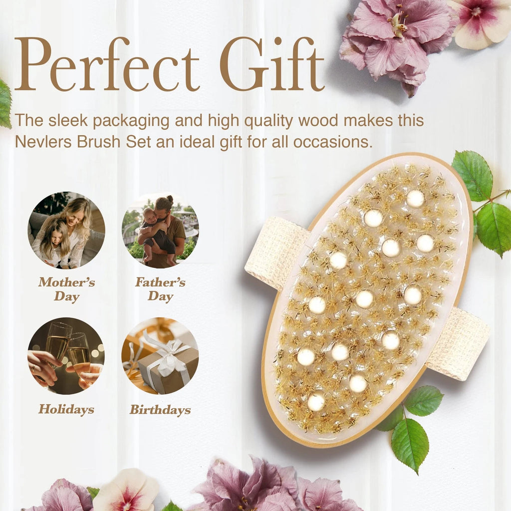 Brush Long Shower Scrubber Body Natural Boar Bristle Dry Set Detachable Massage