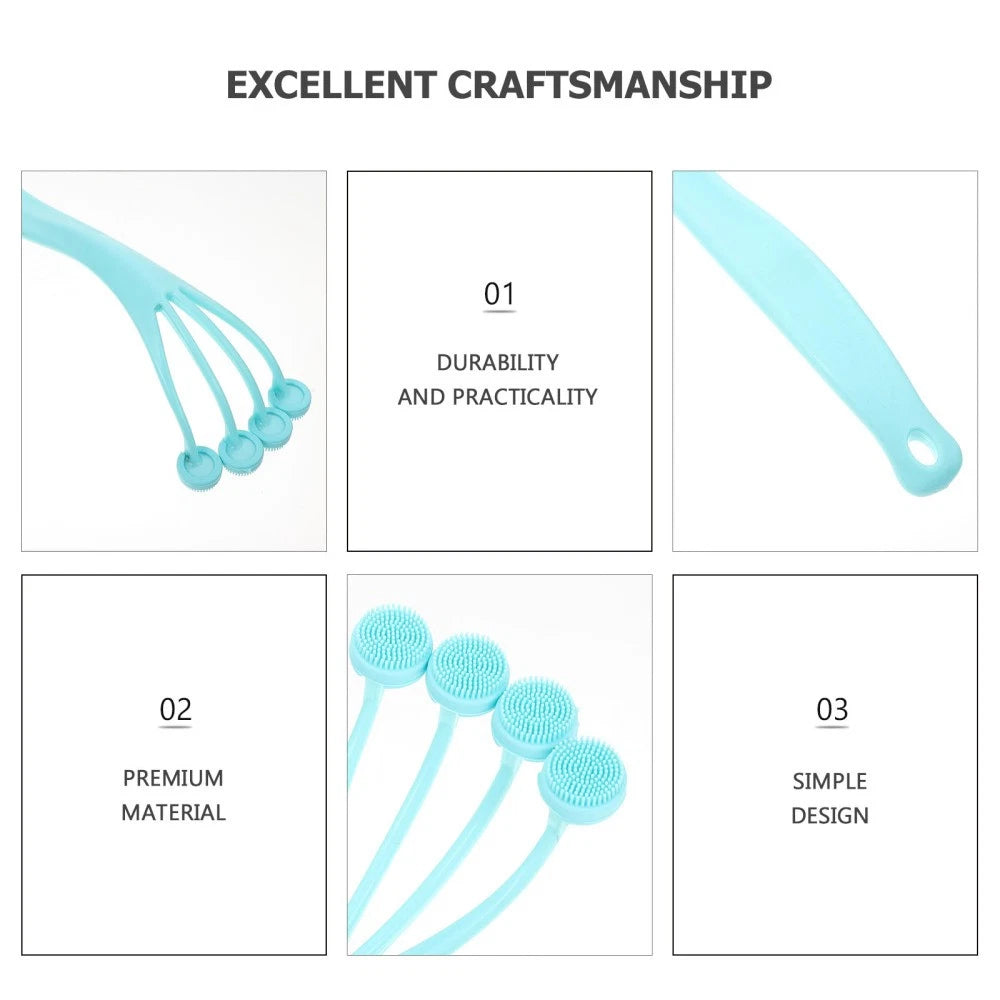 5 Pieces Exfoliating Bath Brush Man Miss Body Scrub Shower Long Handle Back