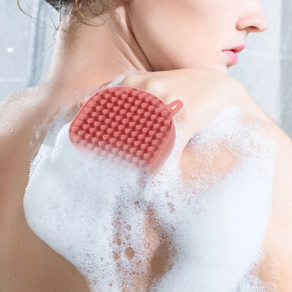 2 Pcs Shampoo Bath Brush Travel Child Exfoliating Silicone Body Scrubber