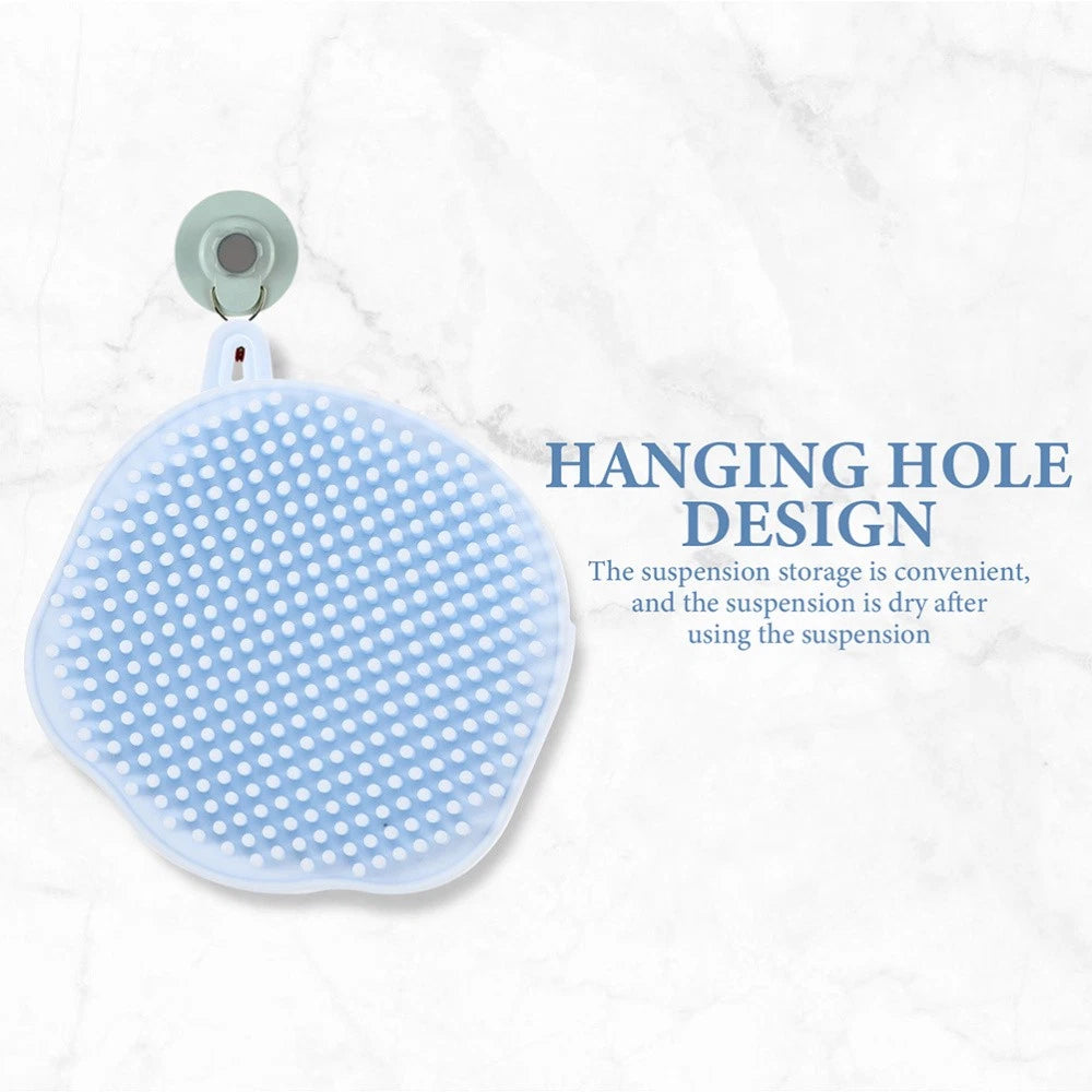 2 Pcs Shampoo Bath Brush Travel Child Exfoliating Silicone Body Scrubber