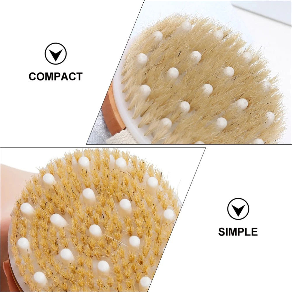 1PC Fine Wood Bath Brush Exfoliating Massage Brush (Khaki) Shower Brush