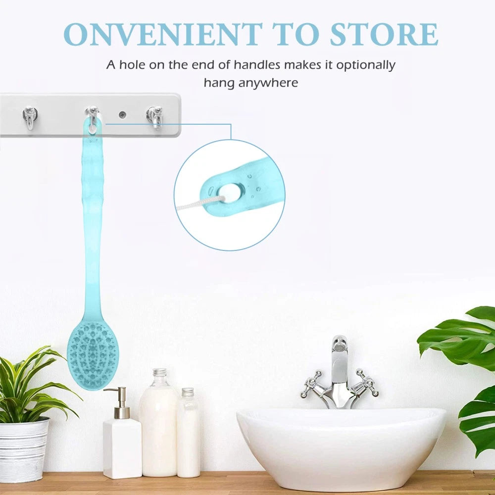 3pcs Long Handle Bath Scrubber Back Brush Massage Brush Shower Brush
