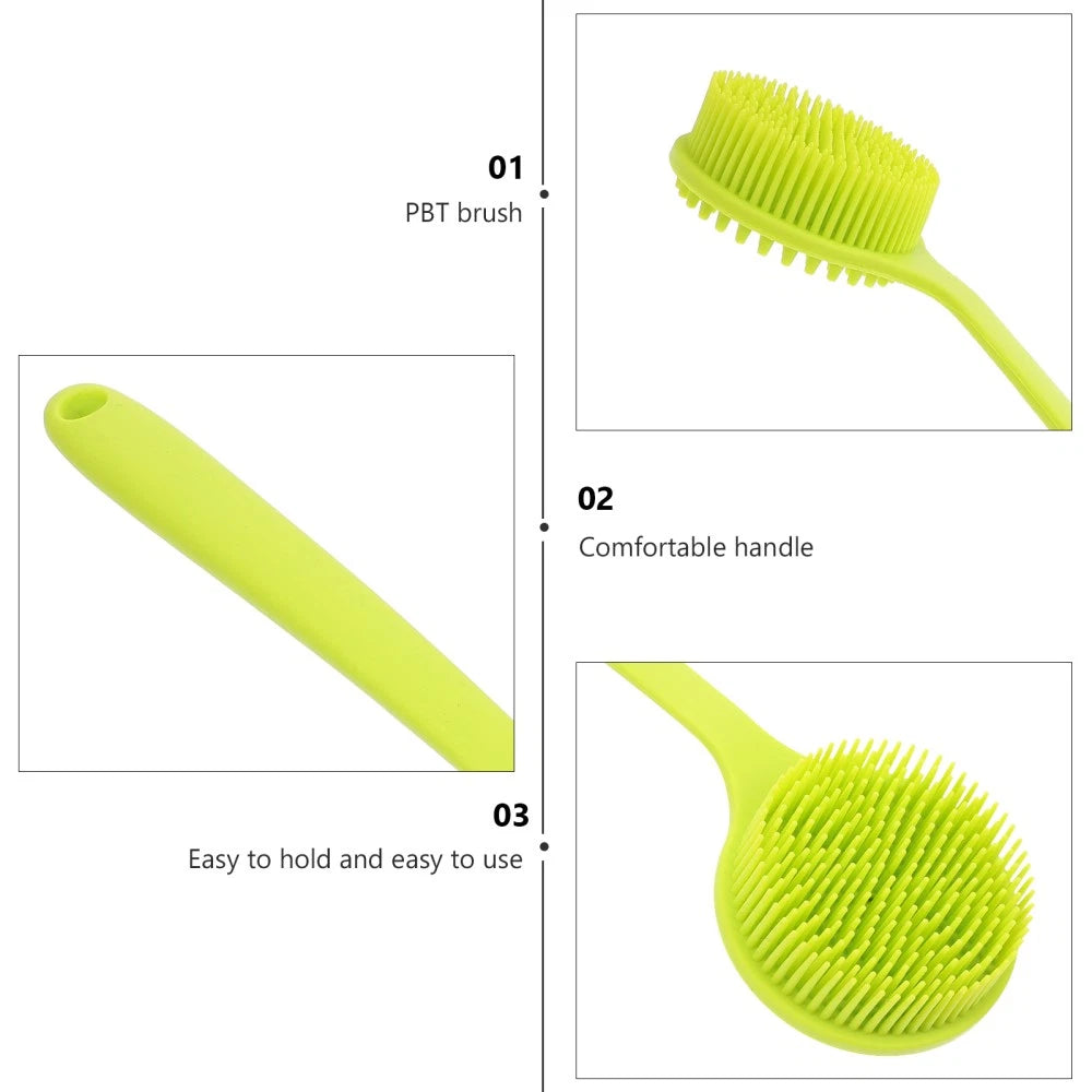 Long Handle Bath Brush Supple Silicone Made Back Scrub Bath Brush for Home