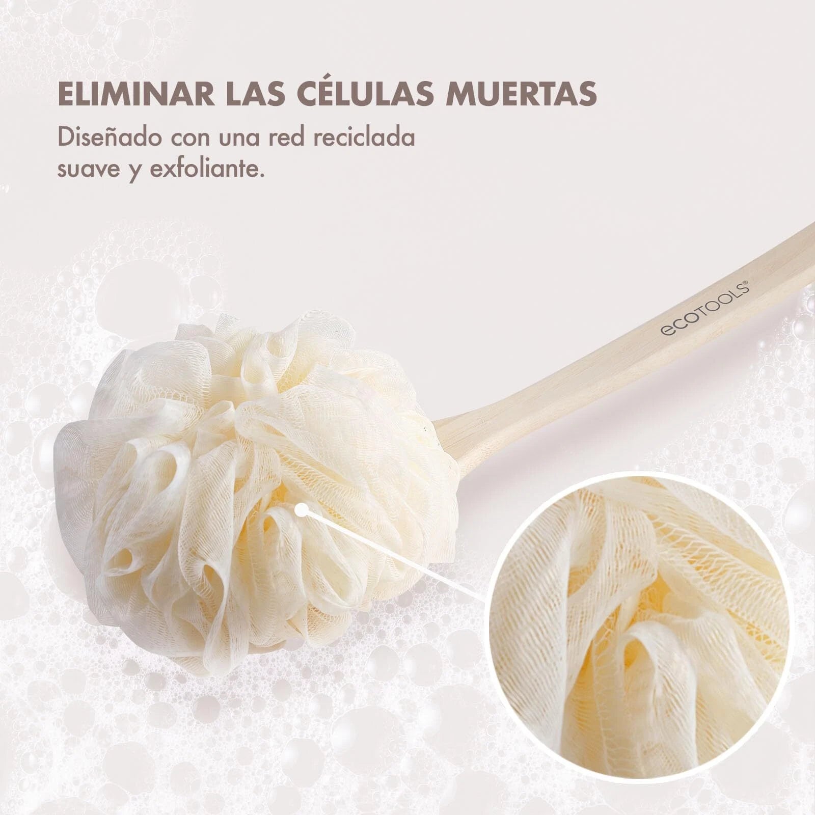 Exfoliating Loofah Body Back Scrubber with Long Wooden Handle for Shower