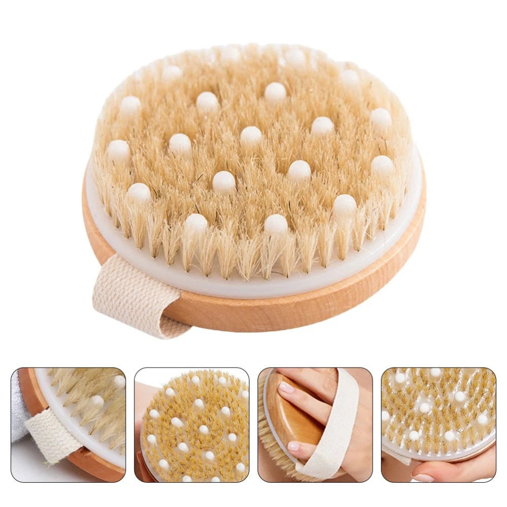 1PC Fine Wood Bath Brush Exfoliating Massage Brush (Khaki) Shower Brush
