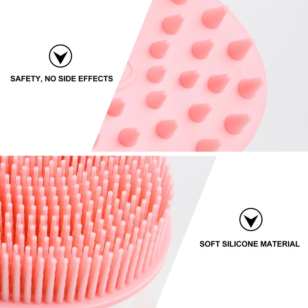 2pcs Silicone Exfoliating Brush Bath and Shampoo Brush Body Scrubber (Pink)