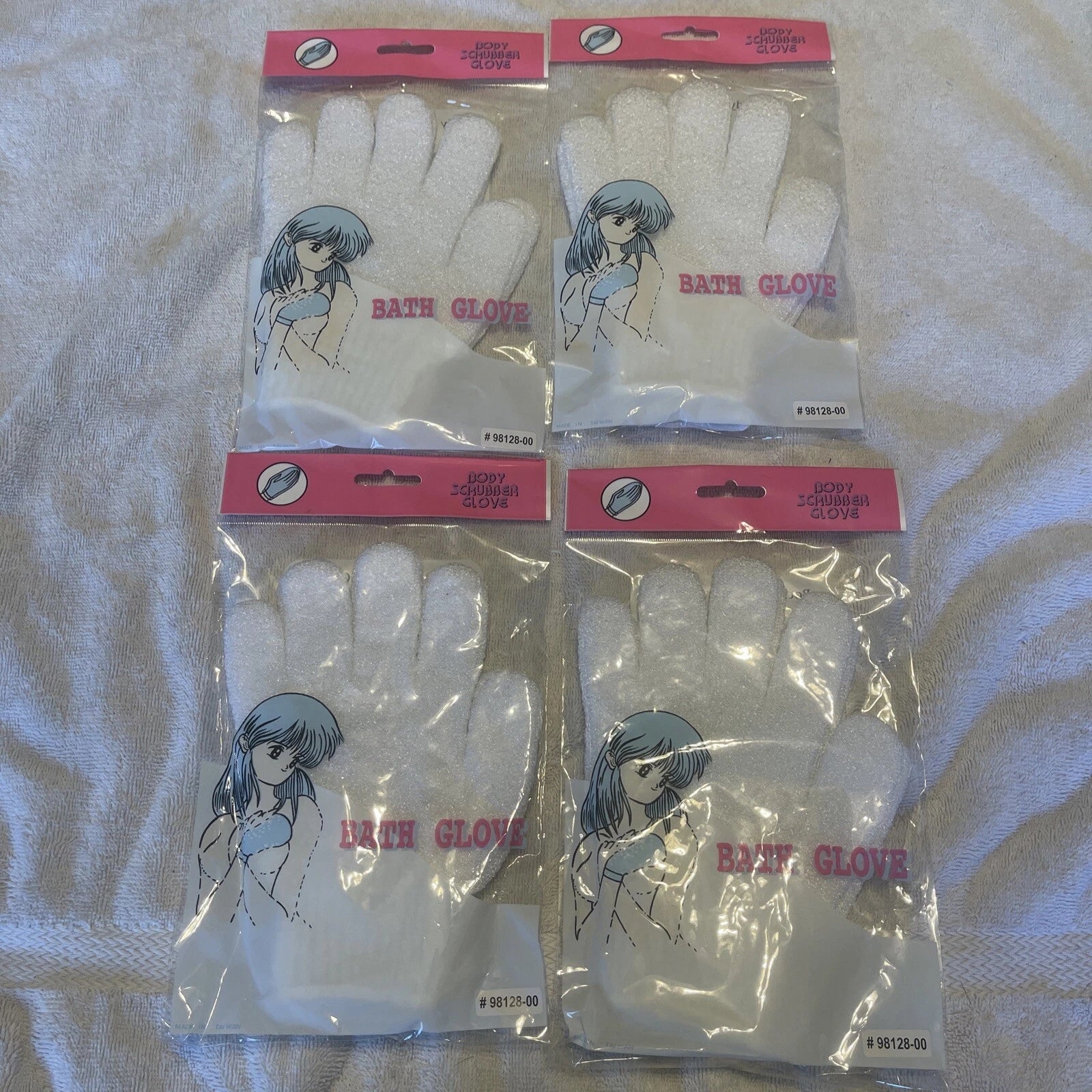 4 Pairs Exfoliating Spa Bath Gloves Loofa Brush Scrub Shower Gloves Body