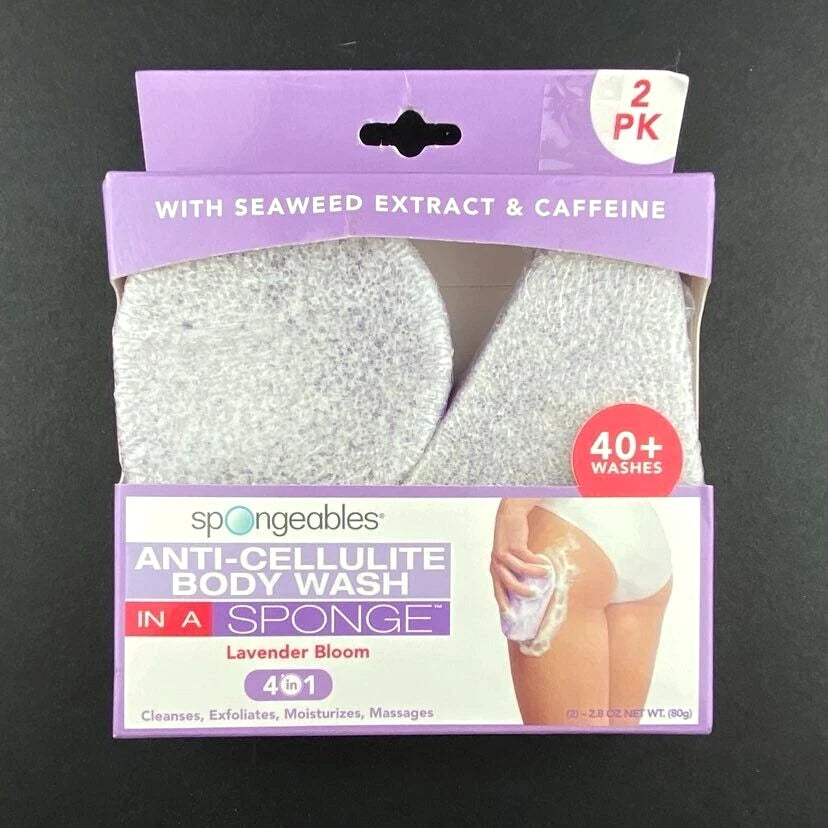 Spongeables Anti-Cellulite Body Wash In A Sponge Lavender Bloom 40+ Wash 2 Pack
