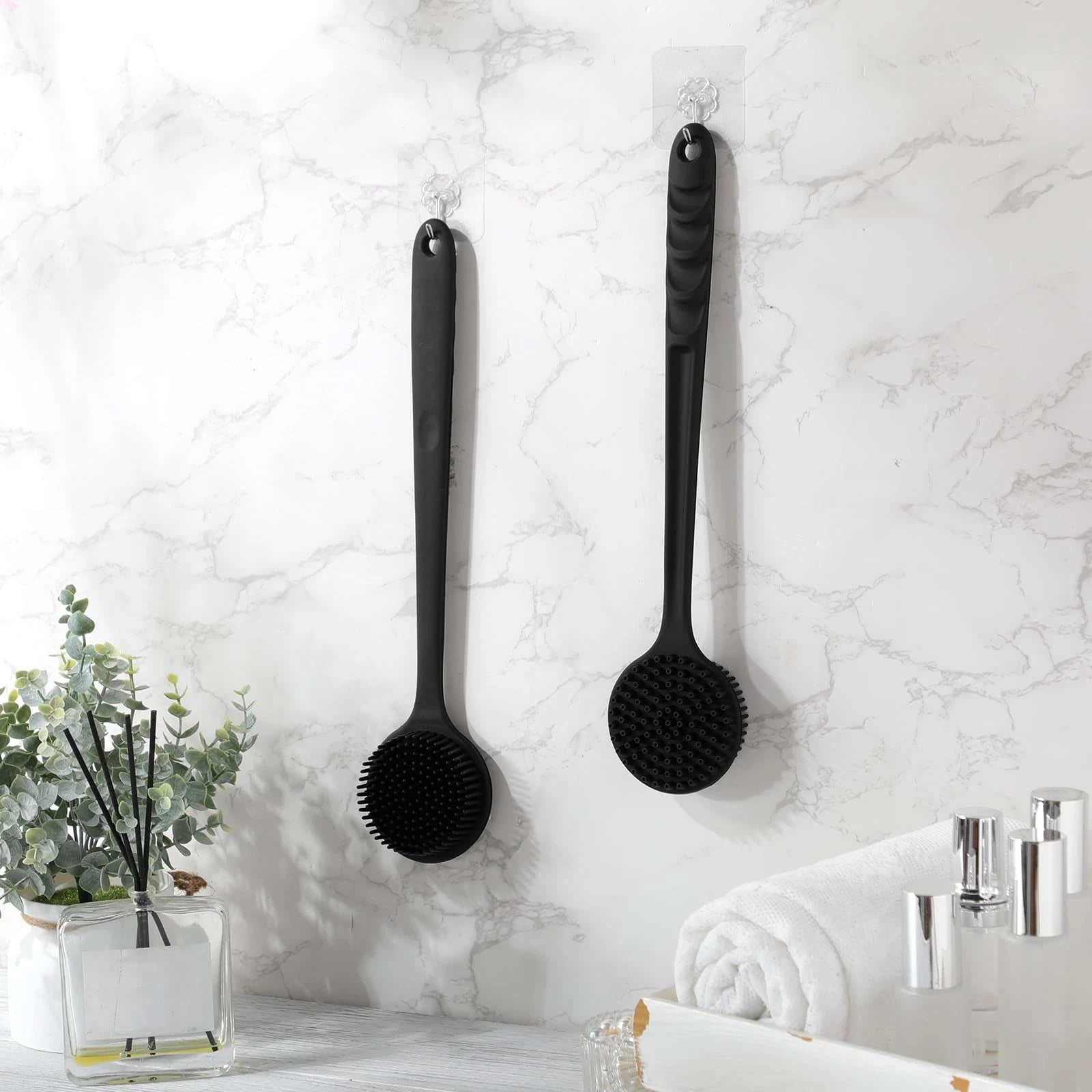 4 Pack Scrubber Anti Slip for Shower, 15 Inch Soft Silicone Bath Body Brush B...