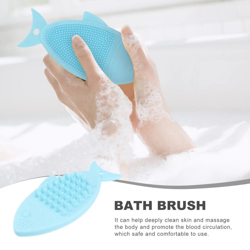 Fish-shaped Bath Brush Child Baby Cleansing Shower Scrubber for Body Practical