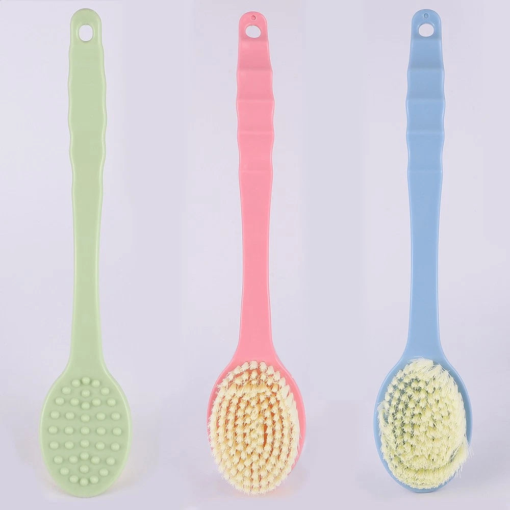 3 Pcs Bath Brushes Long Handle Shower Brushes Back Cleaning Scrubbers Set