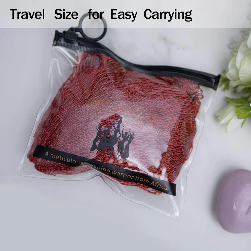 African Net Sponge Authentic - 4 Pieces Gentle Exfoliating Scrubber for All Skin