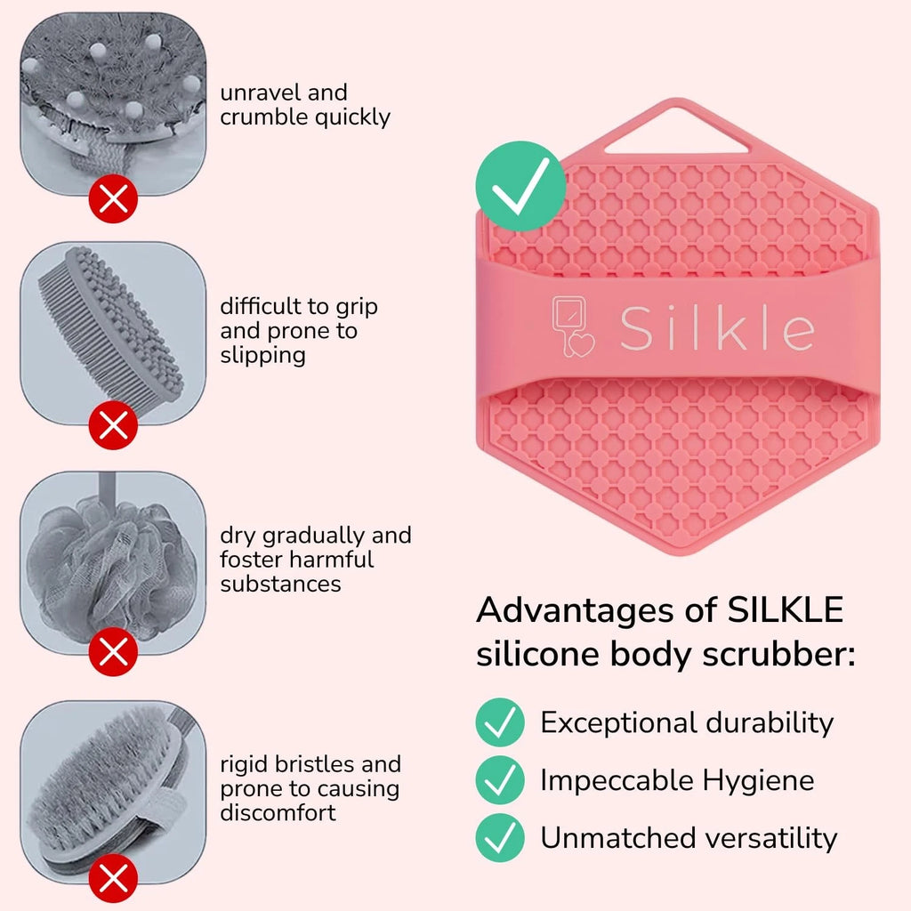 Silicone Body Scrubber - Exfoliating Bath Brush for Gentle Cleansing