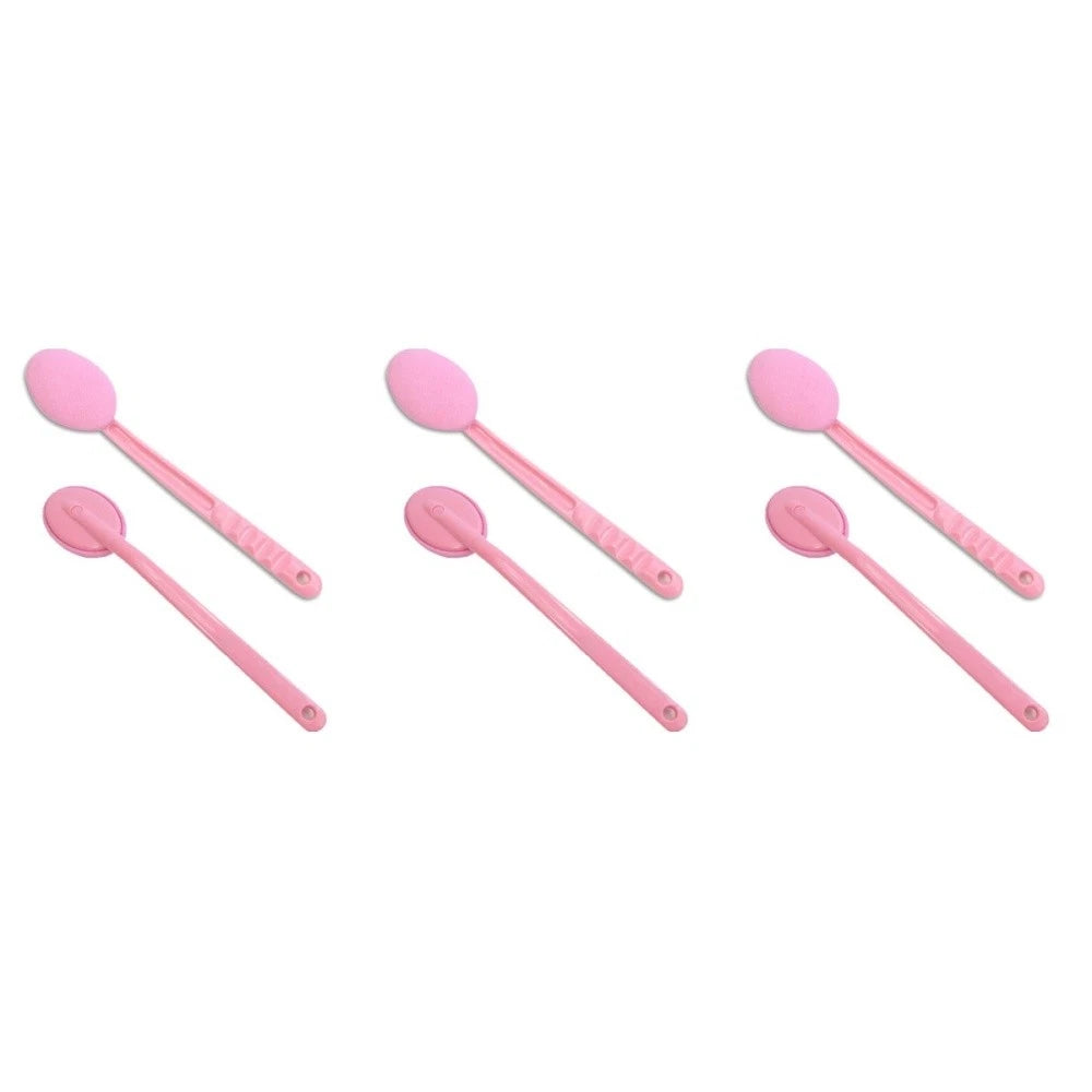 3 Count Bathing and Back Rubbing Brush Soft Body Scrubber Long Handle Shower